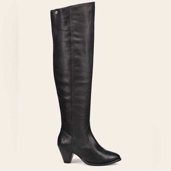 Frye June Over The Knee black leather Boots womens size 7.5 - Picture 1 of 11